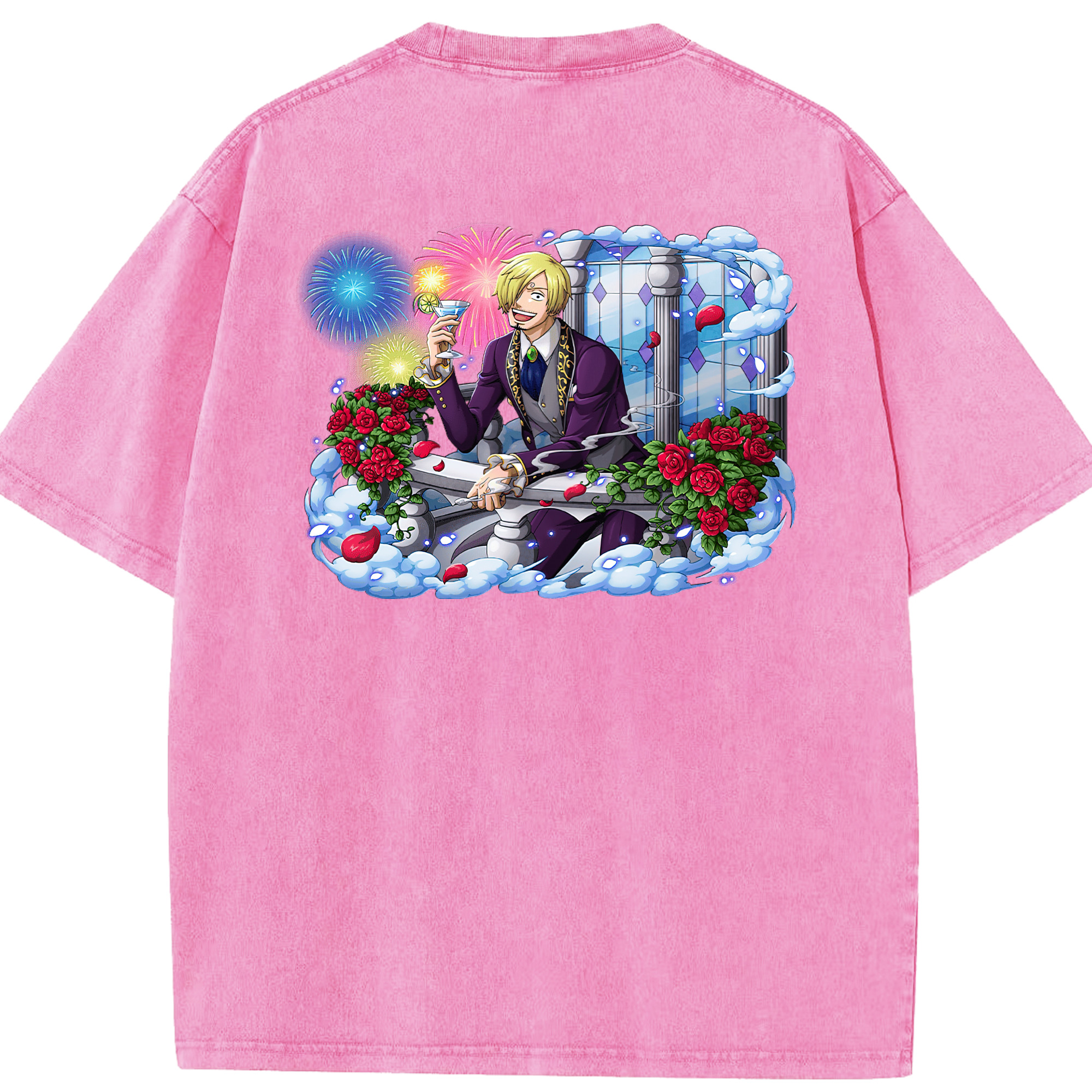 ワンピース サンジ ONE PIECE Sanji 綿100% ヴィンテージ風 半袖Tシャツ（背面プリント）